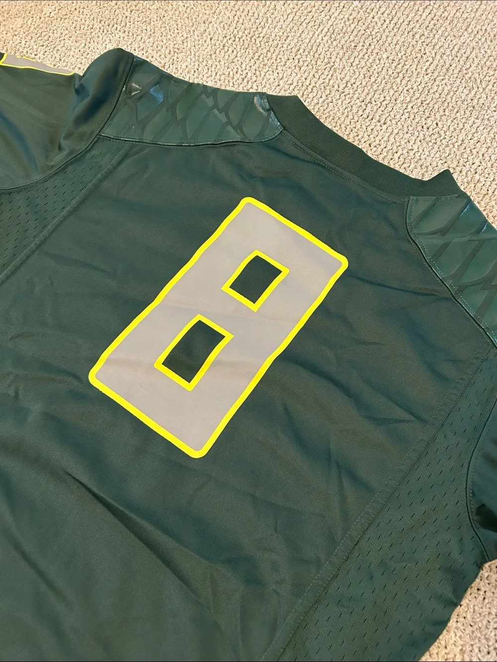 Nike Green Oregon Ducks #8 Football Jersey with Neon Yellow Trim